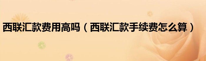 西聯(lián)匯款費(fèi)用高嗎（西聯(lián)匯款手續(xù)費(fèi)怎么算）