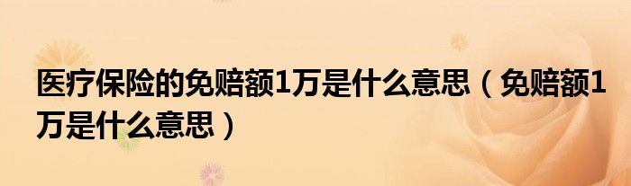 醫(yī)療保險的免賠額1萬是什么意思（免賠額1萬是什么意思）