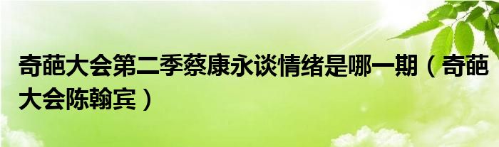 奇葩大會(huì)第二季蔡康永談情緒是哪一期（奇葩大會(huì)陳翰賓）