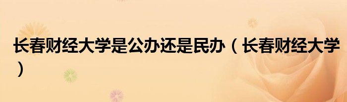 長春財經大學是公辦還是民辦（長春財經大學）