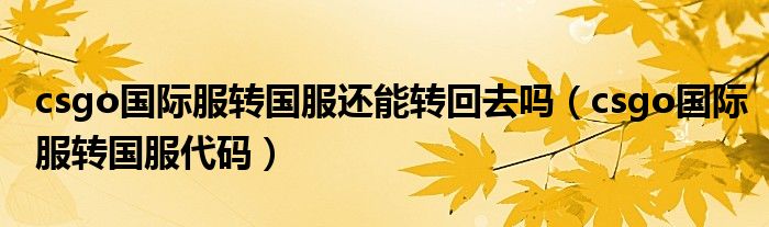 csgo國際服轉(zhuǎn)國服還能轉(zhuǎn)回去嗎（csgo國際服轉(zhuǎn)國服代碼）