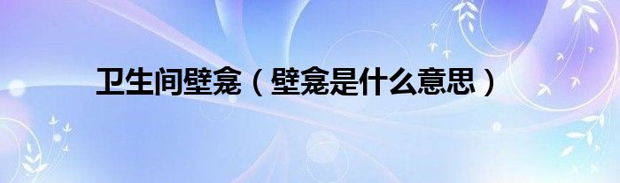 衛(wèi)生間壁龕（壁龕是什么意思）