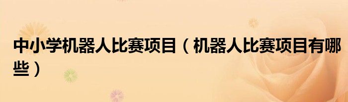 中小學(xué)機(jī)器人比賽項(xiàng)目（機(jī)器人比賽項(xiàng)目有哪些）