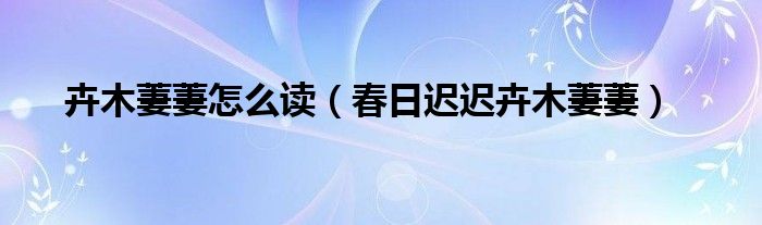 卉木萋萋怎么讀（春日遲遲卉木萋萋）