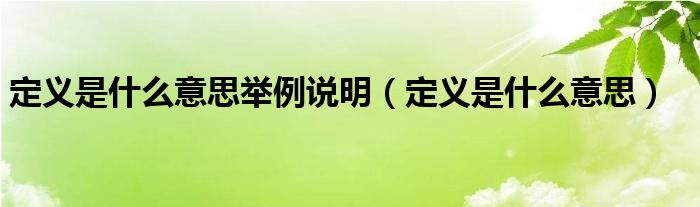 定義是什么意思舉例說明（定義是什么意思）