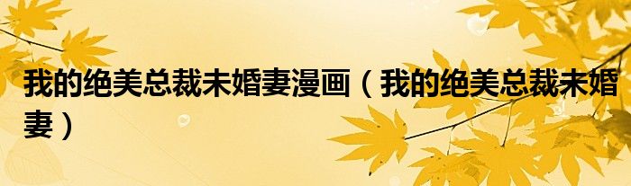 我的絕美總裁未婚妻漫畫（我的絕美總裁未婚妻）