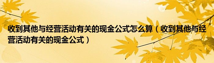 收到其他與經(jīng)營(yíng)活動(dòng)有關(guān)的現(xiàn)金公式怎么算（收到其他與經(jīng)營(yíng)活動(dòng)有關(guān)的現(xiàn)金公式）