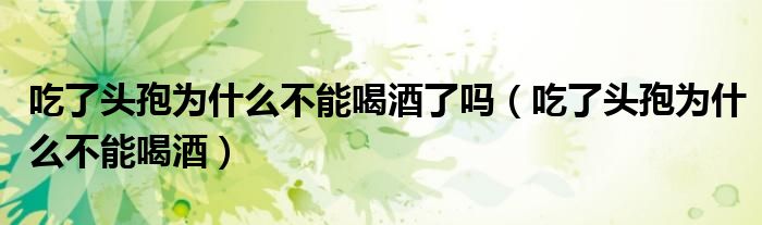 吃了頭孢為什么不能喝酒了嗎（吃了頭孢為什么不能喝酒）