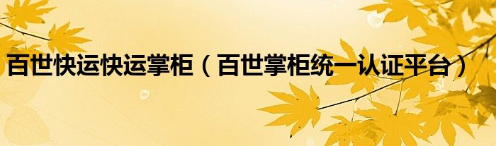 百世快運(yùn)快運(yùn)掌柜（百世掌柜統(tǒng)一認(rèn)證平臺(tái)）