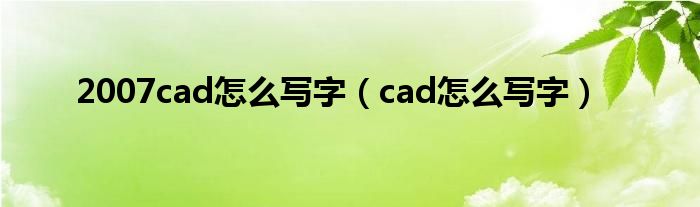 2007cad怎么寫(xiě)字（cad怎么寫(xiě)字）