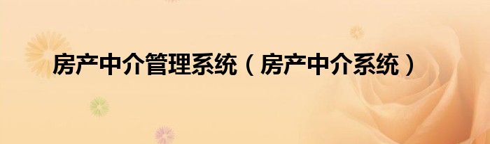 房產(chǎn)中介管理系統(tǒng)（房產(chǎn)中介系統(tǒng)）