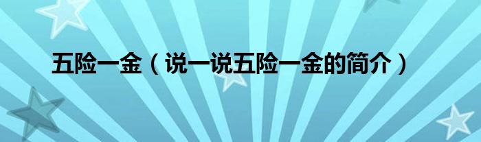 五險(xiǎn)一金（說一說五險(xiǎn)一金的簡介）
