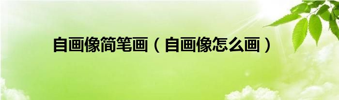 自畫像簡筆畫（自畫像怎么畫）
