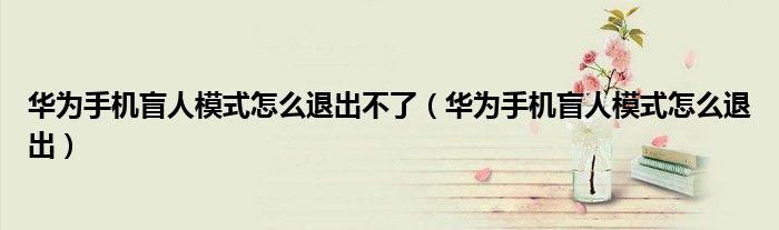 華為手機(jī)盲人模式怎么退出不了（華為手機(jī)盲人模式怎么退出）