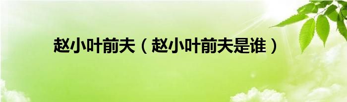 趙小葉前夫（趙小葉前夫是誰）