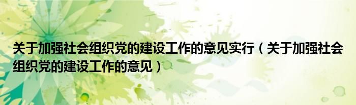 關(guān)于加強社會組織黨的建設(shè)工作的意見實行（關(guān)于加強社會組織黨的建設(shè)工作的意見）