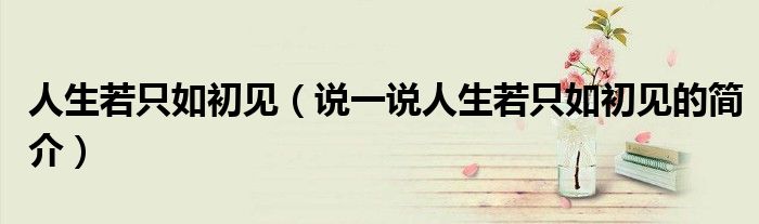 人生若只如初見（說一說人生若只如初見的簡(jiǎn)介）