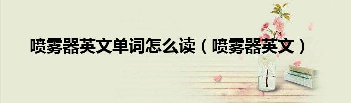 噴霧器英文單詞怎么讀（噴霧器英文）