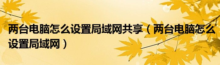 兩臺電腦怎么設(shè)置局域網(wǎng)共享（兩臺電腦怎么設(shè)置局域網(wǎng)）
