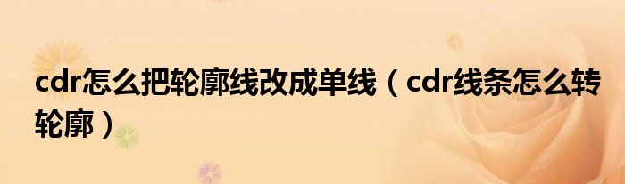 cdr怎么把輪廓線改成單線（cdr線條怎么轉(zhuǎn)輪廓）
