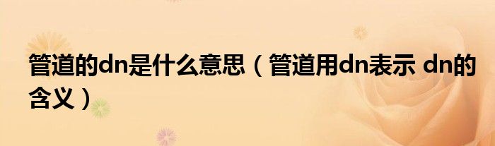 管道的dn是什么意思（管道用dn表示 dn的含義）
