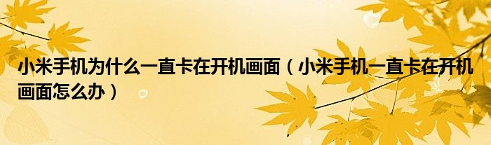 小米手機(jī)為什么一直卡在開機(jī)畫面（小米手機(jī)一直卡在開機(jī)畫面怎么辦）