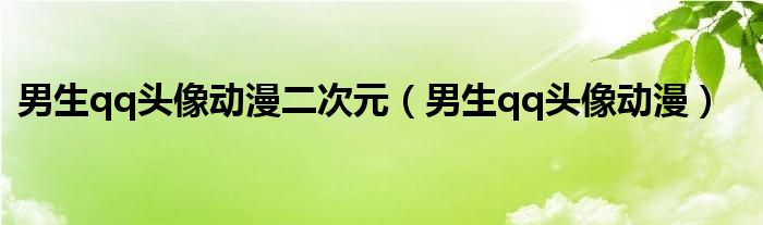 男生qq頭像動漫二次元（男生qq頭像動漫）