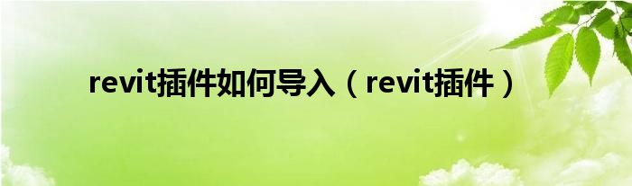 revit插件如何導入（revit插件）
