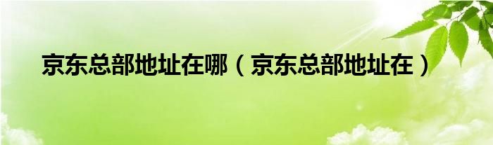 京東總部地址在哪（京東總部地址在）