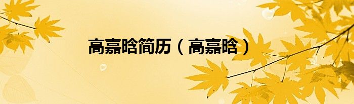 高嘉晗簡歷（高嘉晗）
