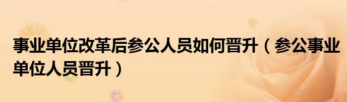 事業(yè)單位改革后參公人員如何晉升（參公事業(yè)單位人員晉升）