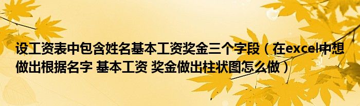 設工資表中包含姓名基本工資獎金三個字段（在excel中想做出根據(jù)名字 基本工資 獎金做出柱狀圖怎么做）