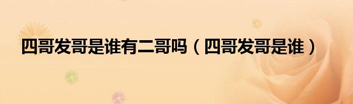 四哥發(fā)哥是誰(shuí)有二哥嗎（四哥發(fā)哥是誰(shuí)）