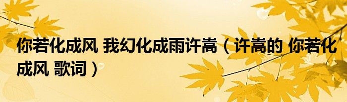 你若化成風(fēng) 我幻化成雨許嵩（許嵩的 你若化成風(fēng) 歌詞）