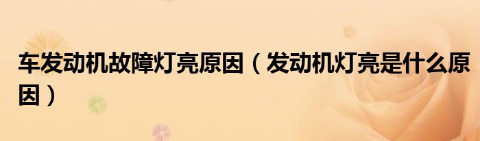 車發(fā)動機故障燈亮原因（發(fā)動機燈亮是什么原因）