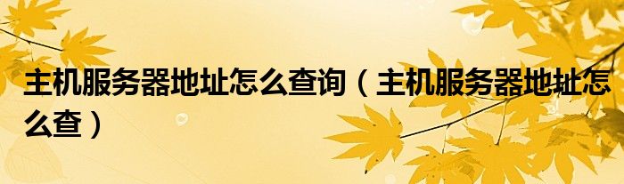主機服務(wù)器地址怎么查詢（主機服務(wù)器地址怎么查）