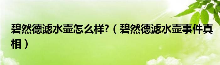 碧然德濾水壺怎么樣?（碧然德濾水壺事件真相）