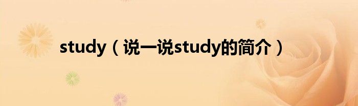 study（說一說study的簡(jiǎn)介）