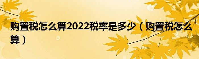 購置稅怎么算2022稅率是多少（購置稅怎么算）