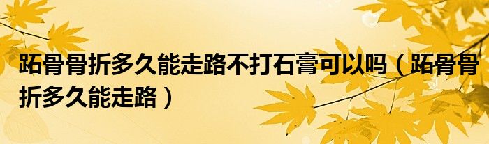 跖骨骨折多久能走路不打石膏可以嗎（跖骨骨折多久能走路）