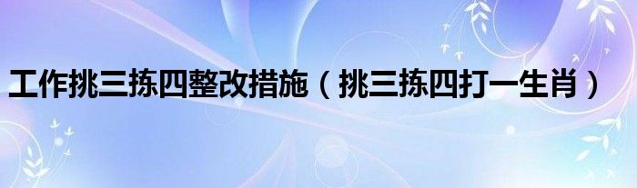 工作挑三揀四整改措施（挑三揀四打一生肖）