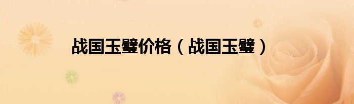 戰(zhàn)國玉璧價(jià)格（戰(zhàn)國玉璧）