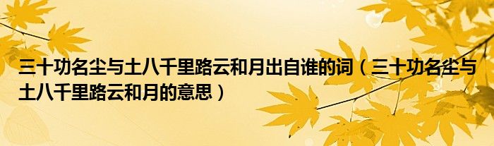 三十功名塵與土八千里路云和月出自誰(shuí)的詞（三十功名塵與土八千里路云和月的意思）
