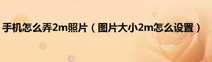 手機(jī)怎么弄2m照片（圖片大小2m怎么設(shè)置）