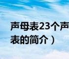 聲母表23個聲母表（說一說聲母表23個聲母表的簡介）