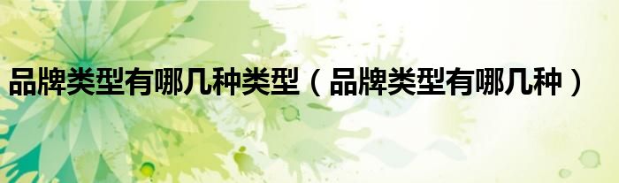 品牌類型有哪幾種類型（品牌類型有哪幾種）