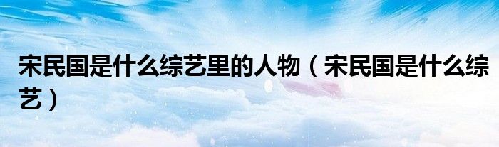 宋民國是什么綜藝里的人物（宋民國是什么綜藝）