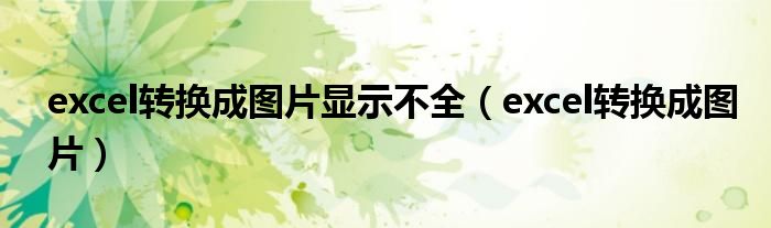 excel轉(zhuǎn)換成圖片顯示不全（excel轉(zhuǎn)換成圖片）