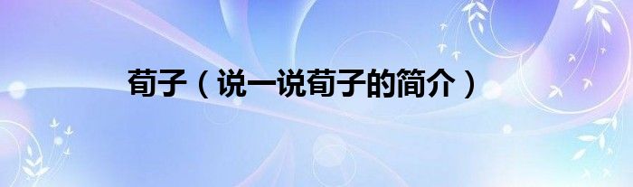 荀子（說一說荀子的簡介）