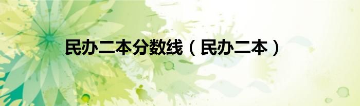 民辦二本分數(shù)線（民辦二本）